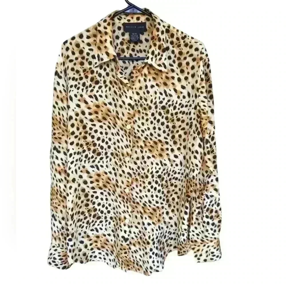 August Silk Leopard Print Button-Down - image 1